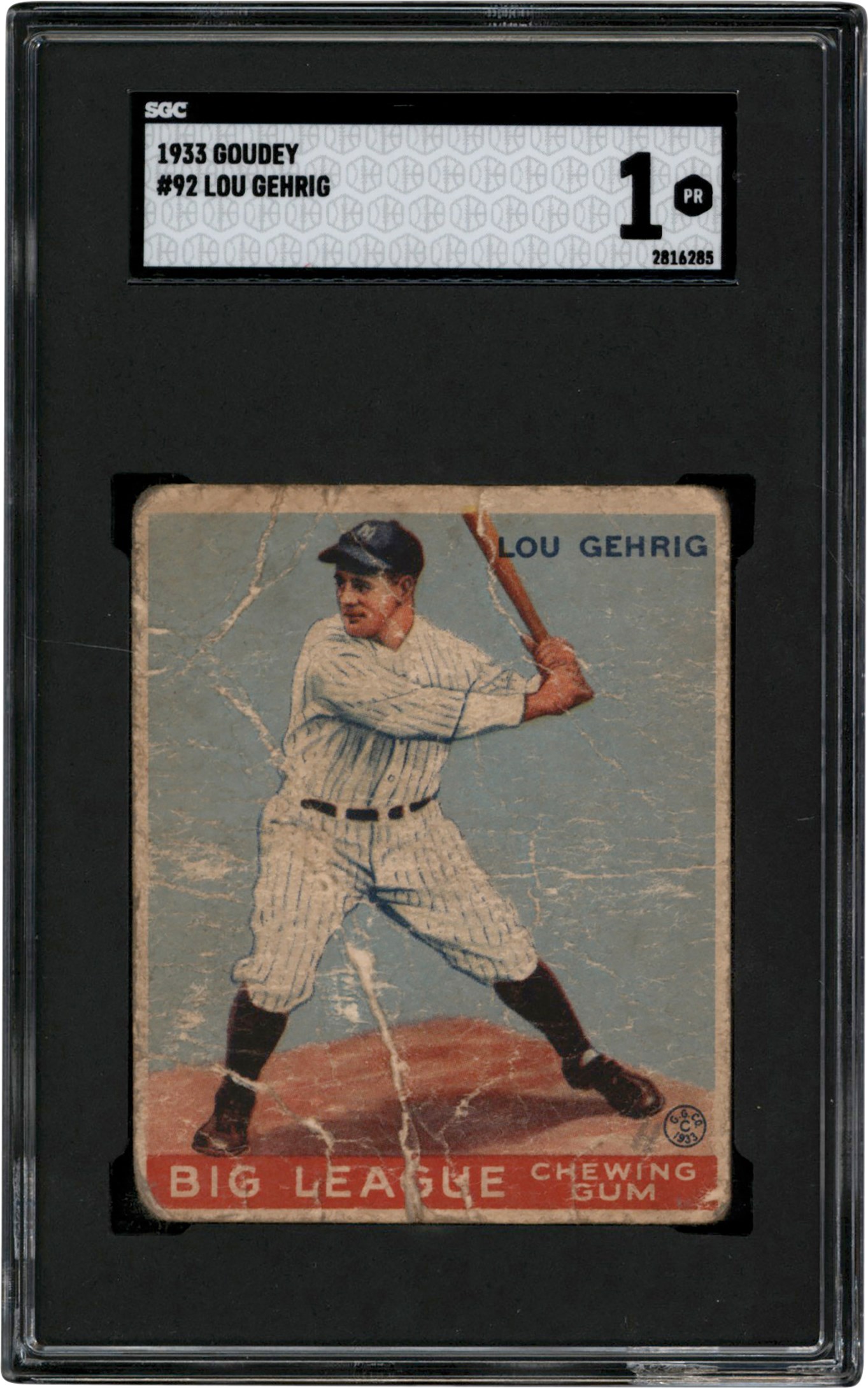 - 1933 Goudey Baseball #92 Lou Gehrig SGC PR 1