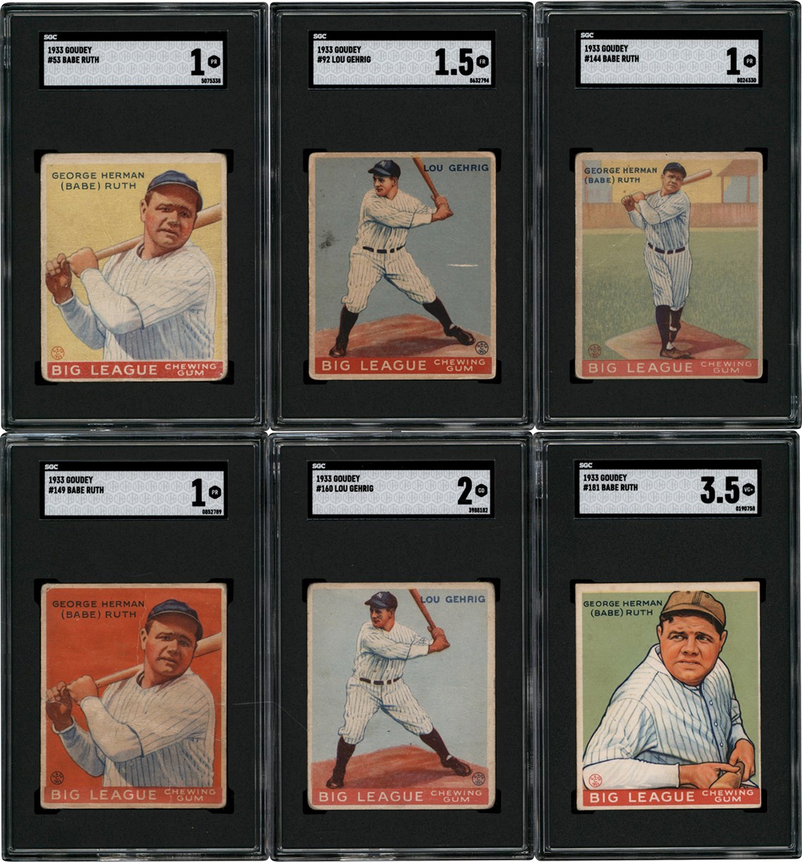 - 933 Goudey Baseball Near-Complete Set (239/240) w/All Ruth & Gehrig Cards