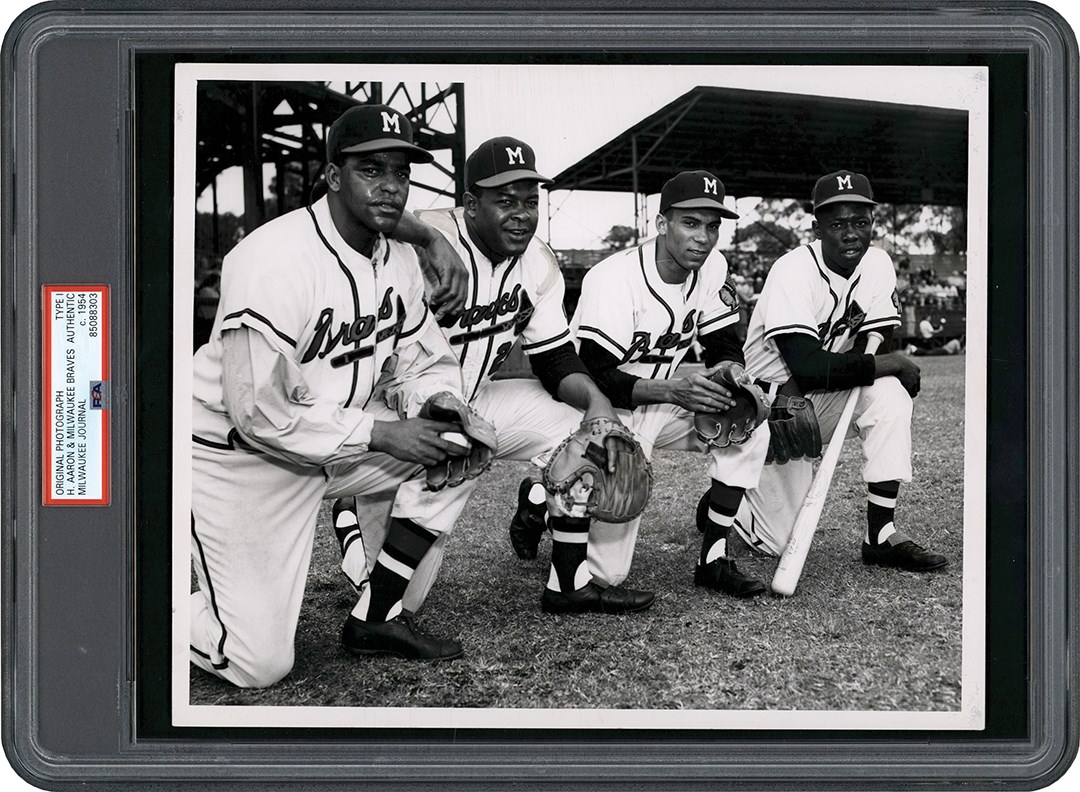 - 1954 Hank Aaron Major League Debut Photograph (PSA Type I)