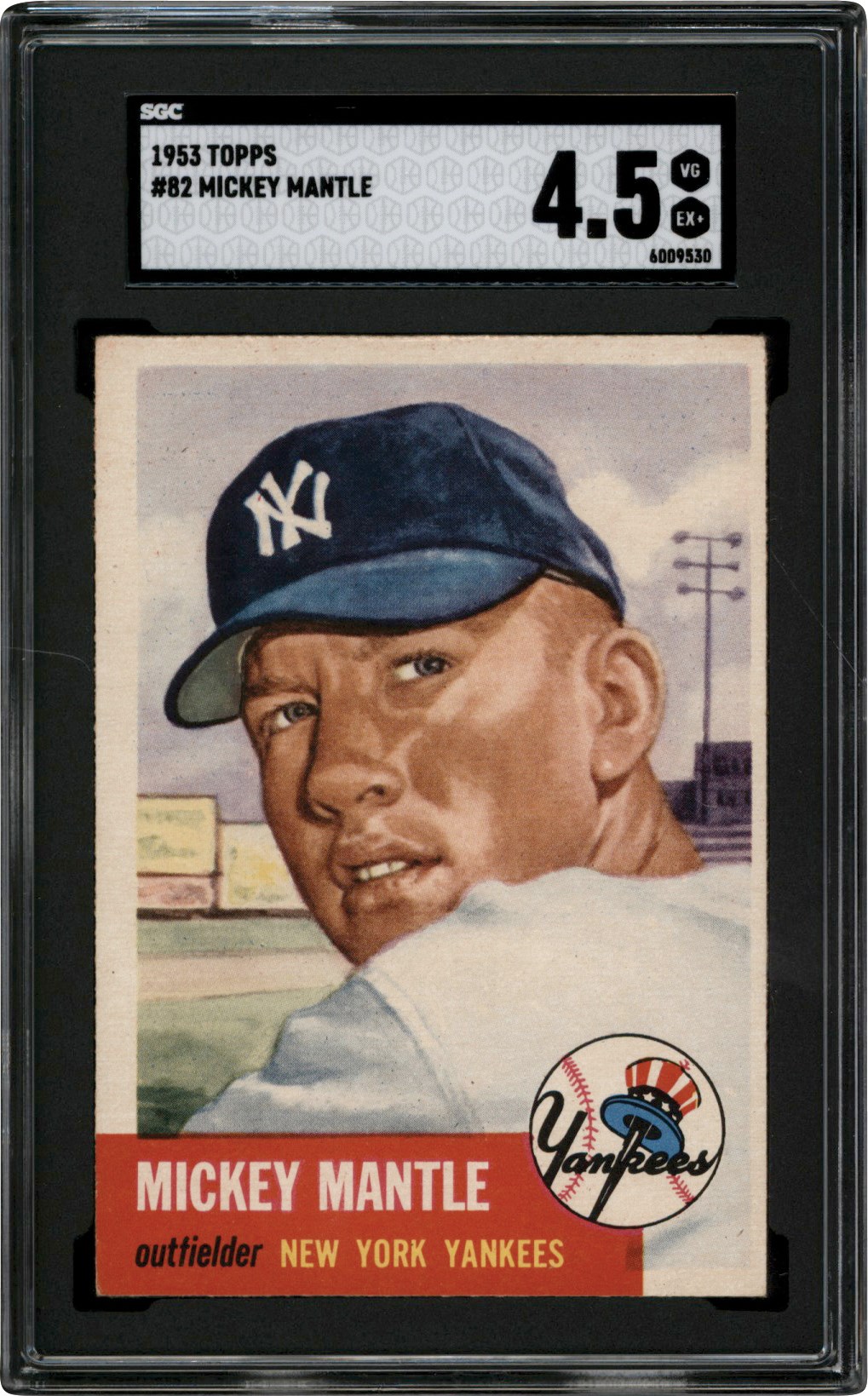 - 1953 Topps Baseball #82 Mickey Mantle SGC VG-EX+ 4.5