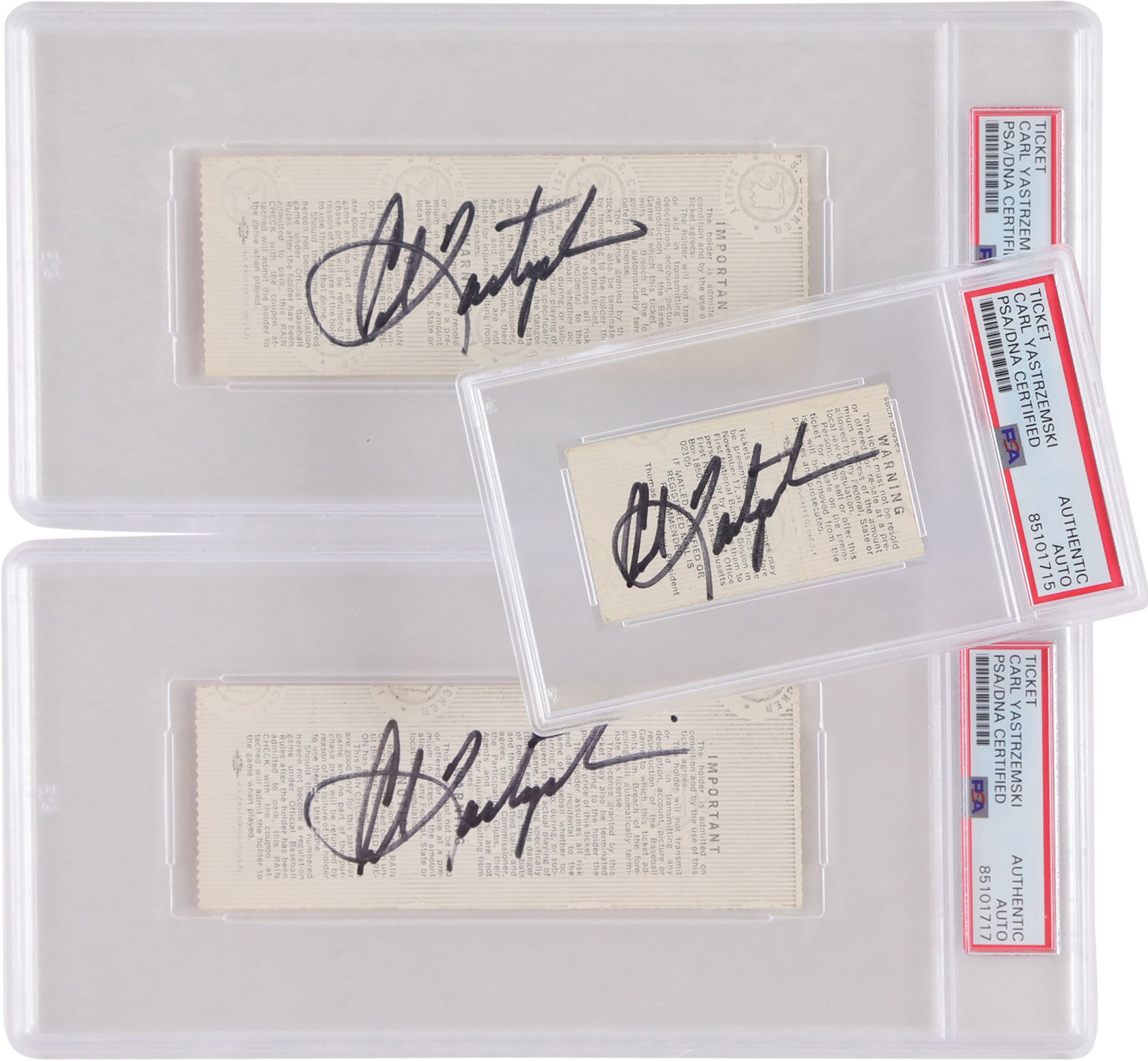- 1975 World Series Game 6 & 7 Ticket Stubs - Each Signed by Carl Yastrzemski (PSA)