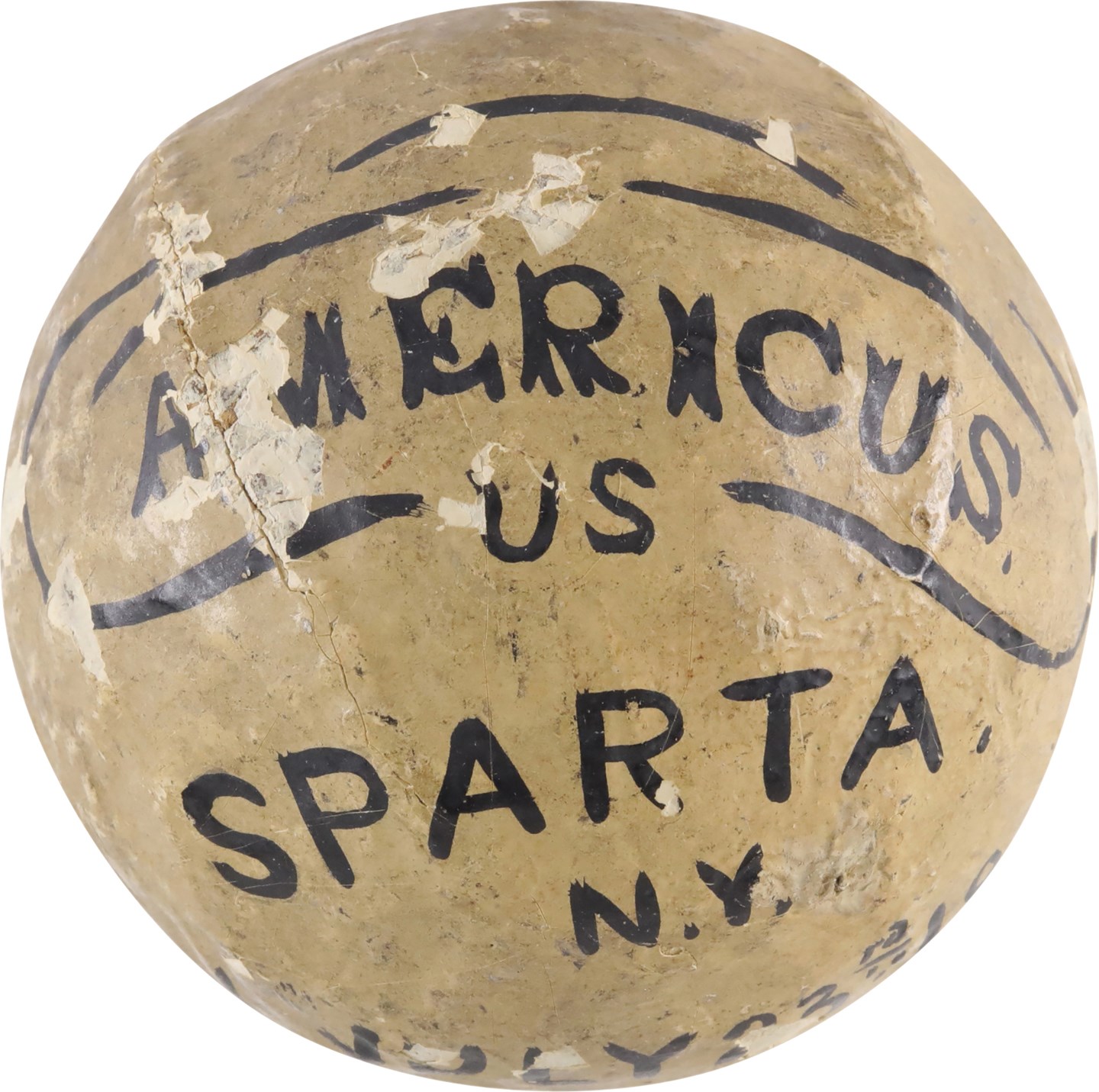 - 1867 Americus vs. Sparta Game Used Lemon Peel Trophy Baseball