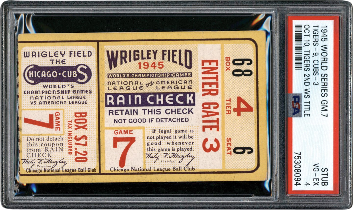 - 1945 World Series Game 7 Clincher Ticket Stub PSA VG-EX 4 (Pop 3 - One Higher)