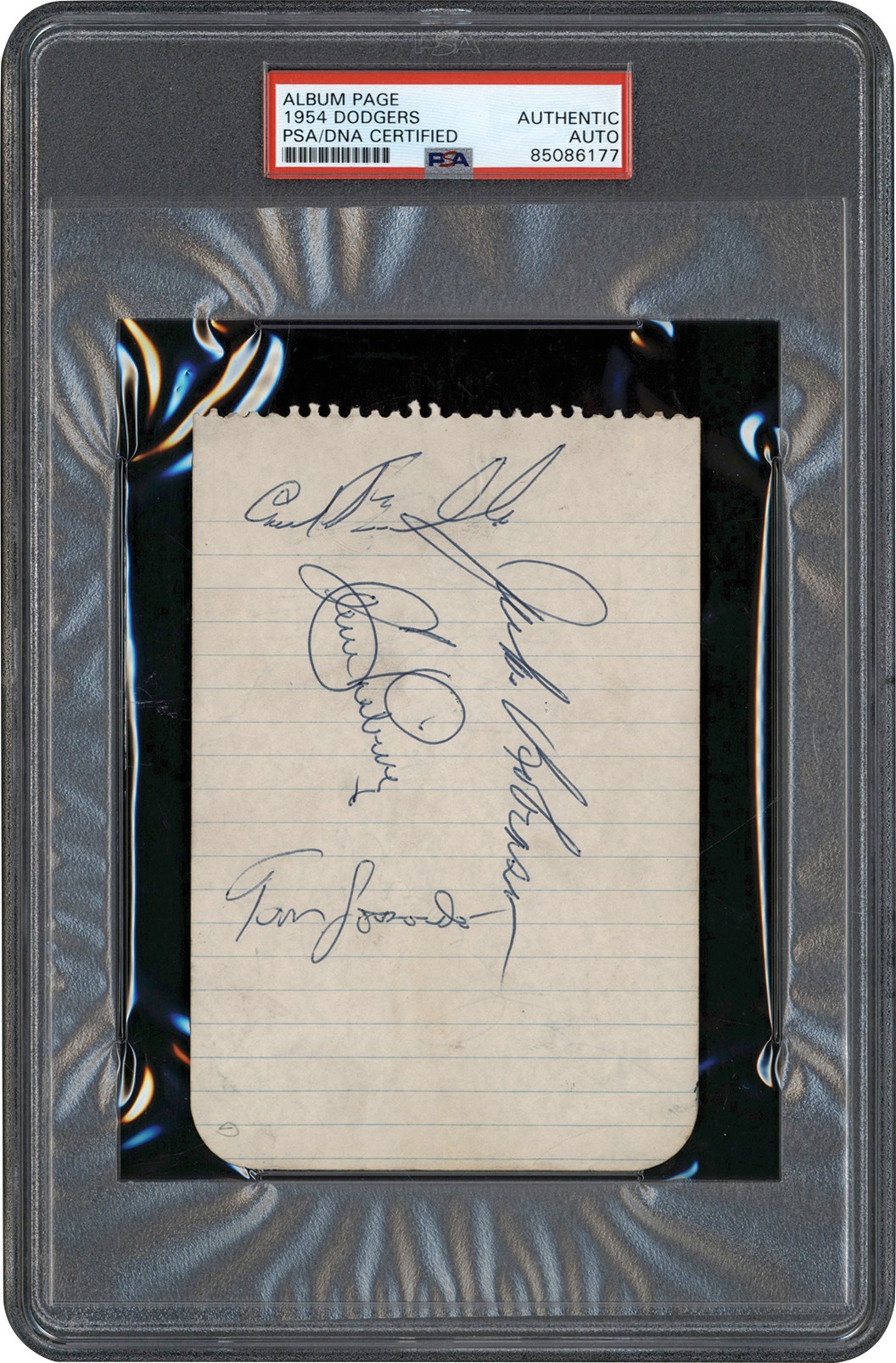 - 1954 Brooklyn Dodgers Team-Signed Sheet w/Jackie Robinson (8) (PSA)