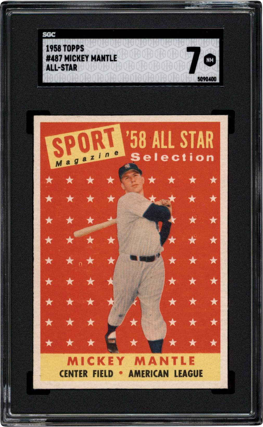 - 1958 Topps Baseball #487 Mickey Mantle All Star SGC NM 7