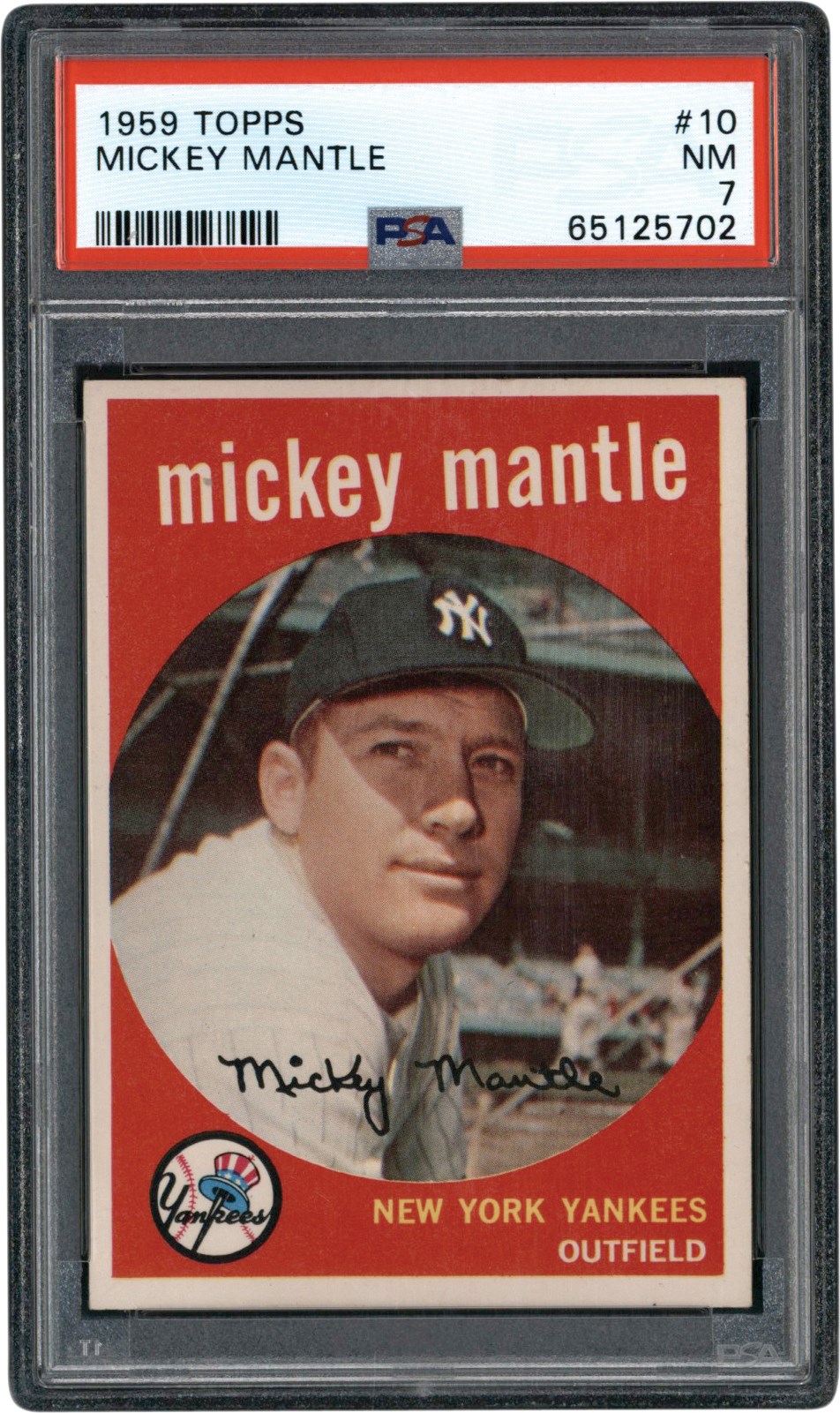 - 1959 Topps Baseball #10 Mickey Mantle PSA NM 7