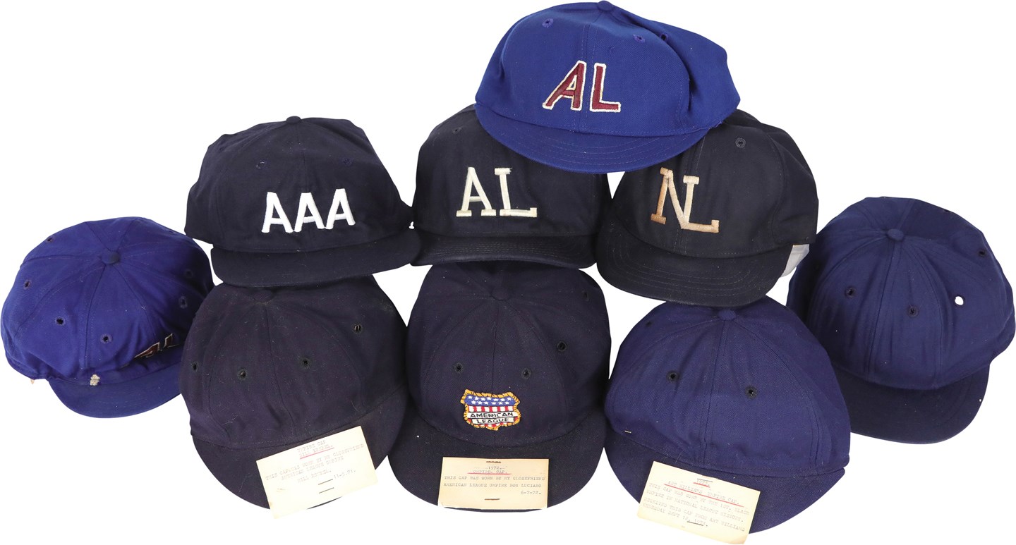 - Great Collection of Vintage Major League Umpire's Game Worn Hats w/Art Williams (9)