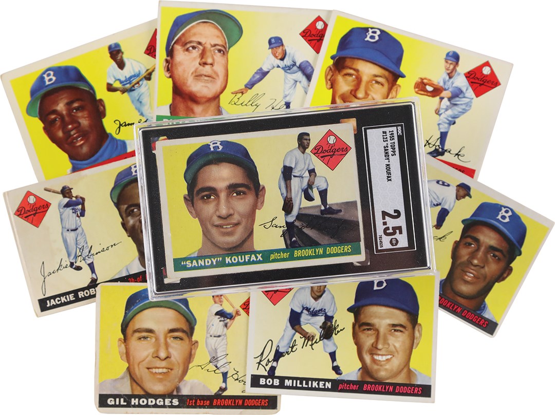 - 1955 Topps Brooklyn Dodgers Team Set w/Sandy Koufax Rookie SGC GD+ 2.5  (18)