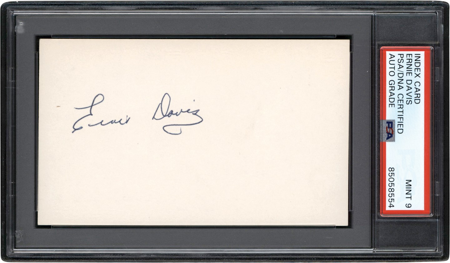- Gorgeous Ernie Davis Signed Index Card (PSA MINT 9)
