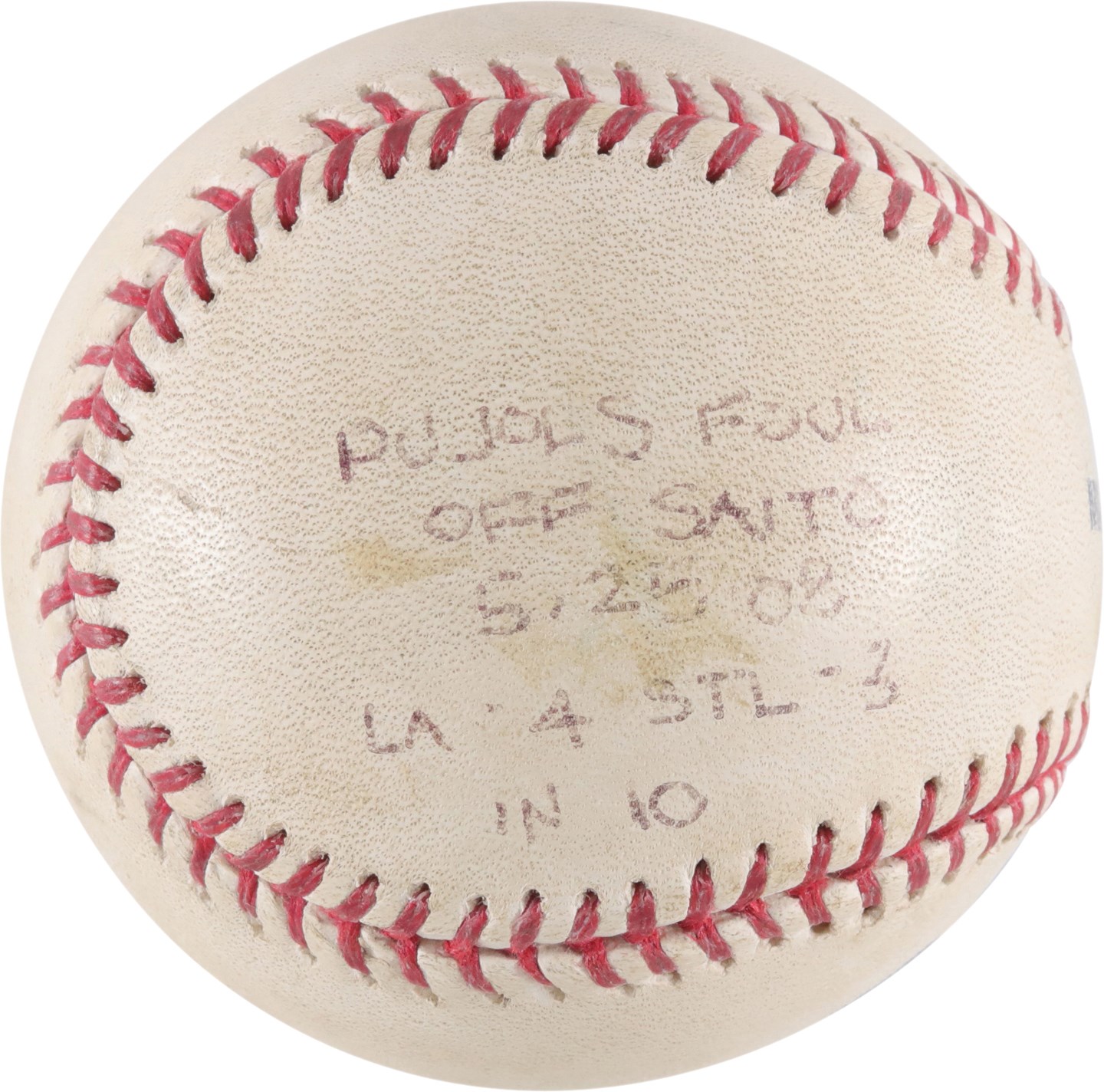 - 2008 Clayton Kershaw MLB Debut Game Used Baseball - Pujols Foul Ball (MEARS)