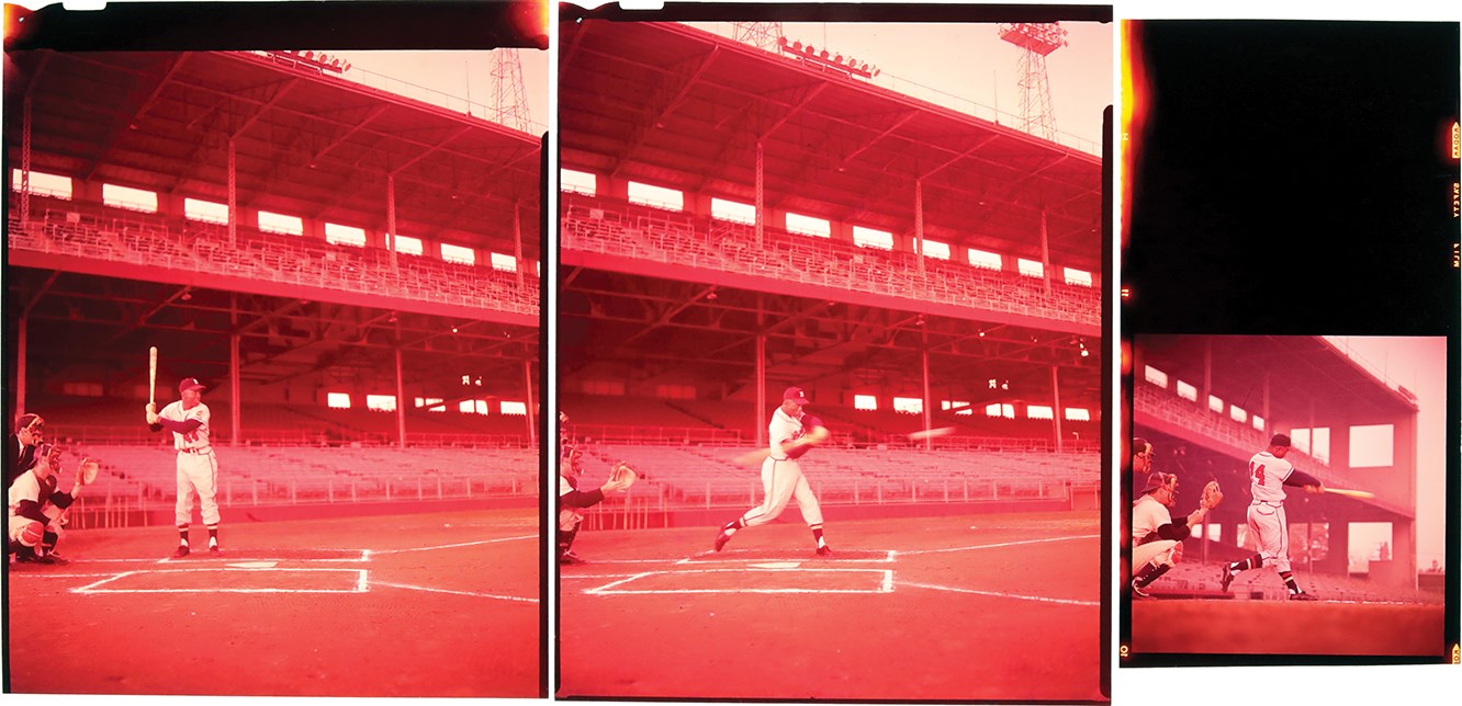 Vintage Sports Photographs - 1959 Hank Aaron "Home Run Derby" Original Color Transparencies (3)