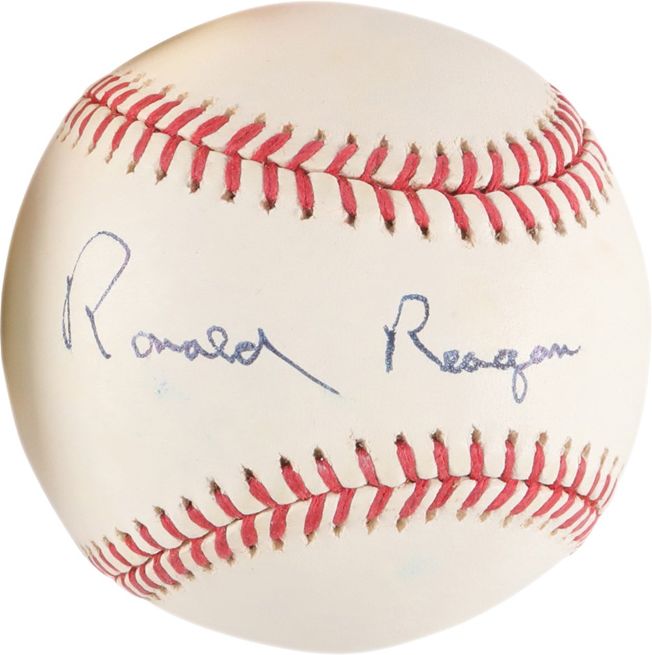 Rock And Pop Culture - High Grade Ronald Reagan Single-Signed Baseball (PSA)