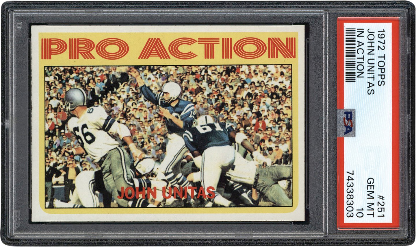 - 1972 Topps Football #251 Johnny Unitas In Action PSA GEM-MT 10