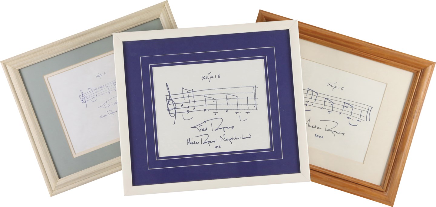 Rock And Pop Culture - Fred Rogers Signed "Mister Rogers Neighborhood" Theme Song Sketches (3)