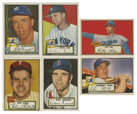 1952 Topps Baseball Lot 247 Different Cards Inc. Low/Hi Numbers (EX-MT to NRMT)