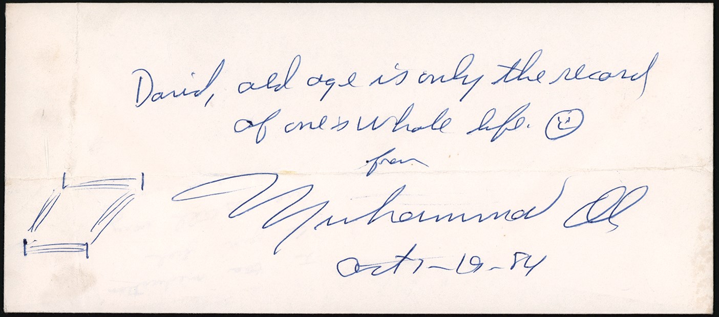 - 1984 Muhammad Ali Signed Envelope w/Ring Drawing (JSA)