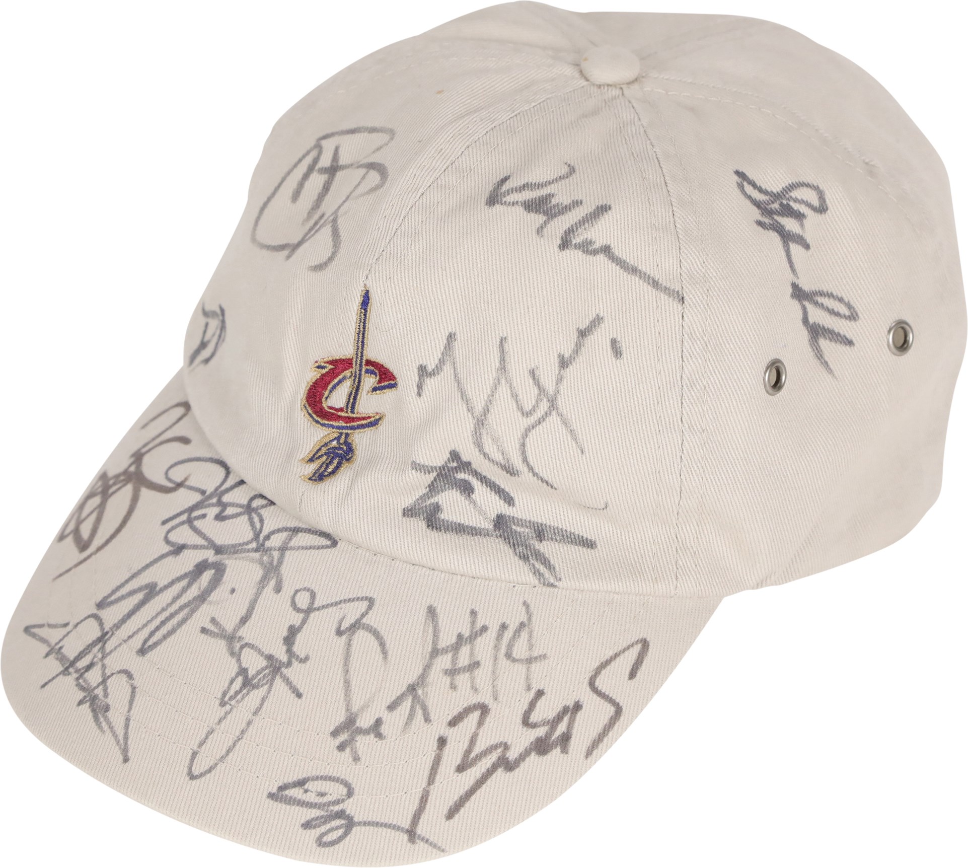 - 2003-04 Cleveland Cavaliers Team-Signed Hat w/Rookie LeBron James (PSA)