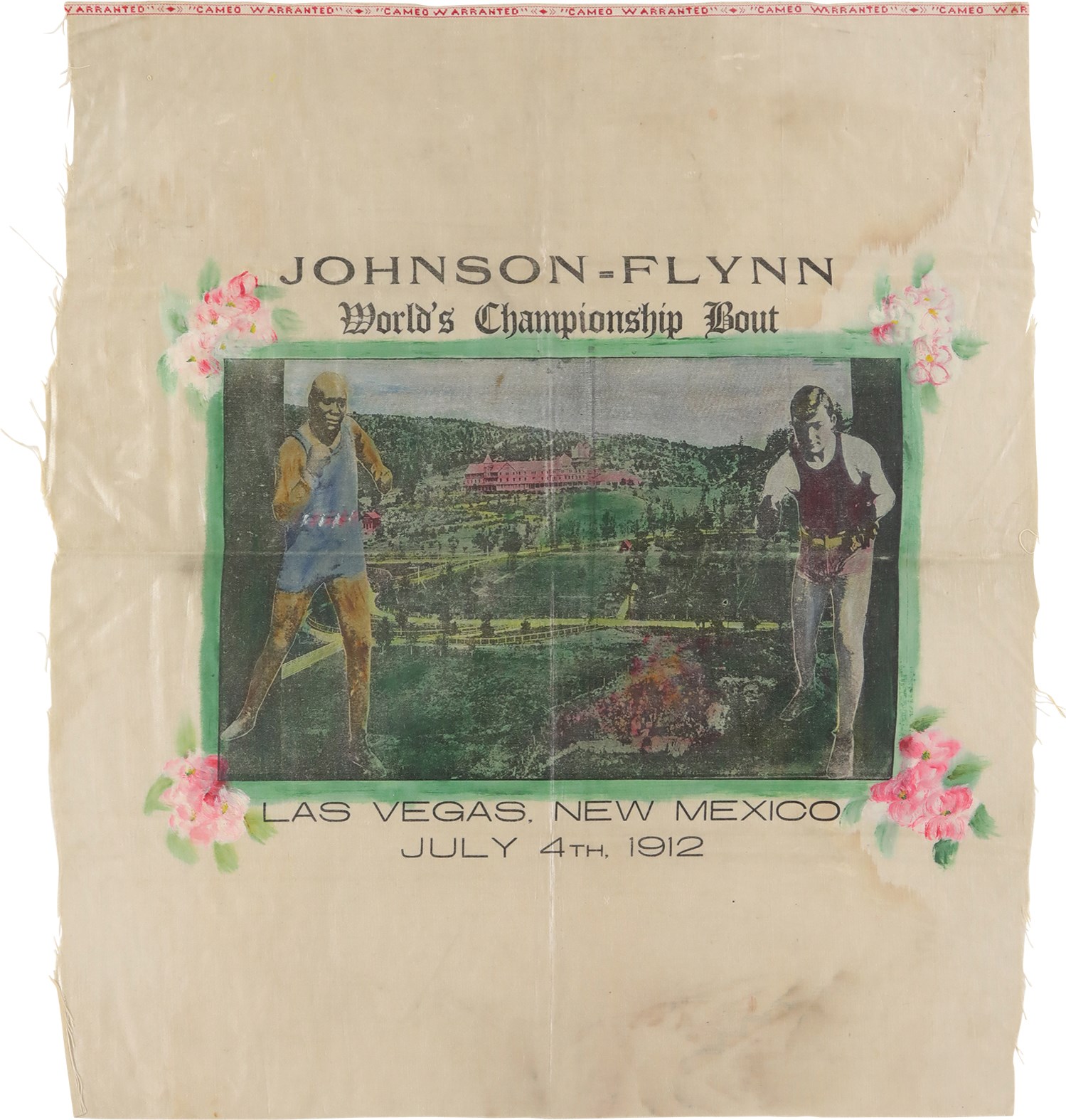 - 1912 Jack Johnson vs Jim Flynn Boxing Silk