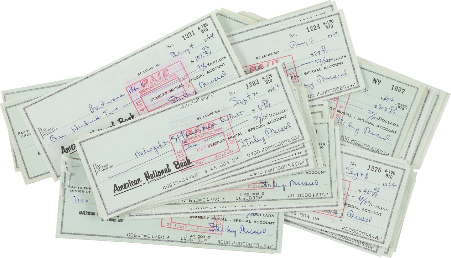 - 1964 Stan Musial Signed Bank Checks (86)