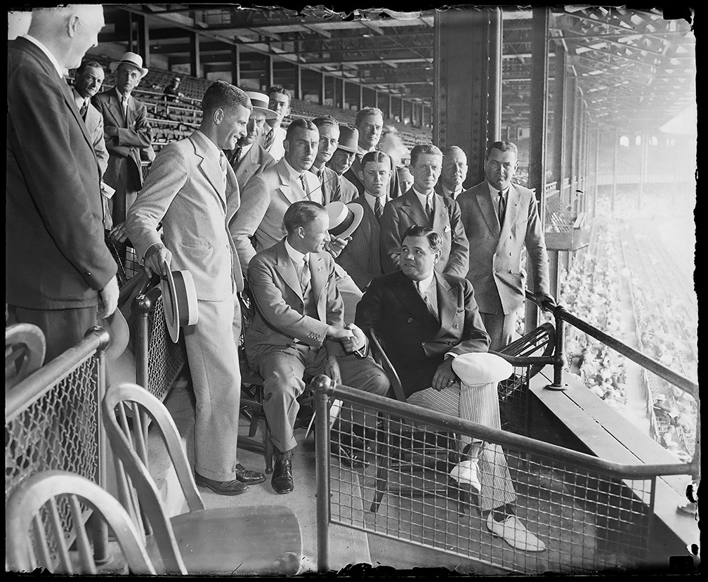 Vintage Sports Photographs - Babe Ruth in the Stands Original Glass Plate Negative
