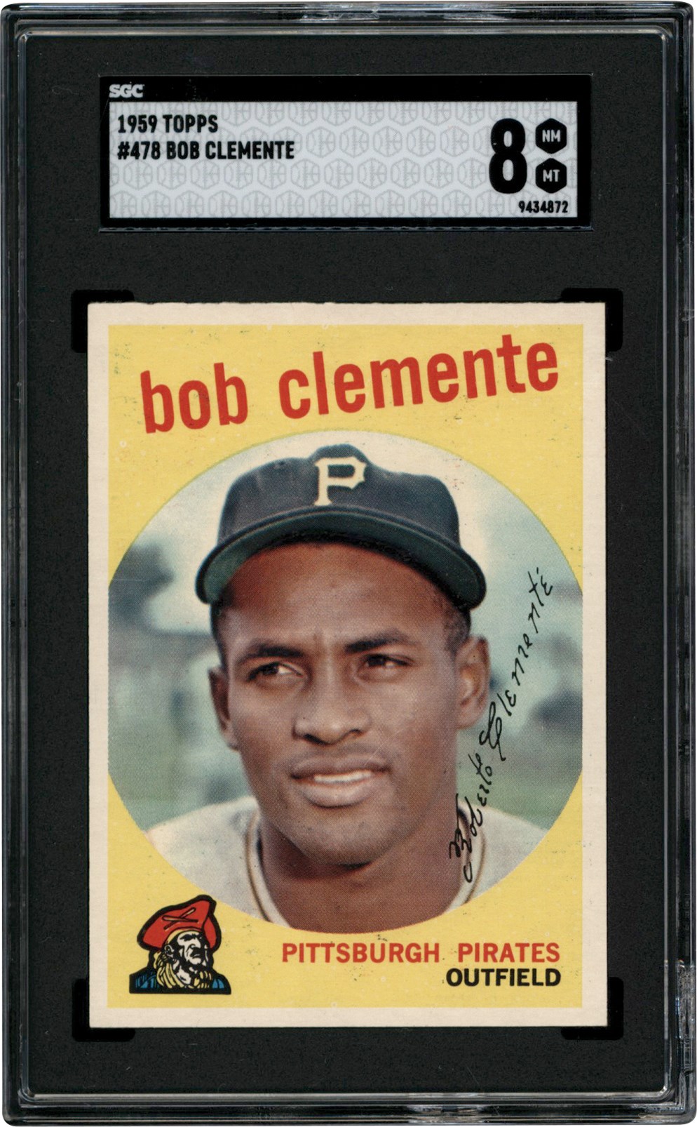 - 1959 Topps Baseball #478 Roberto Clemente SGC NM-MT 8