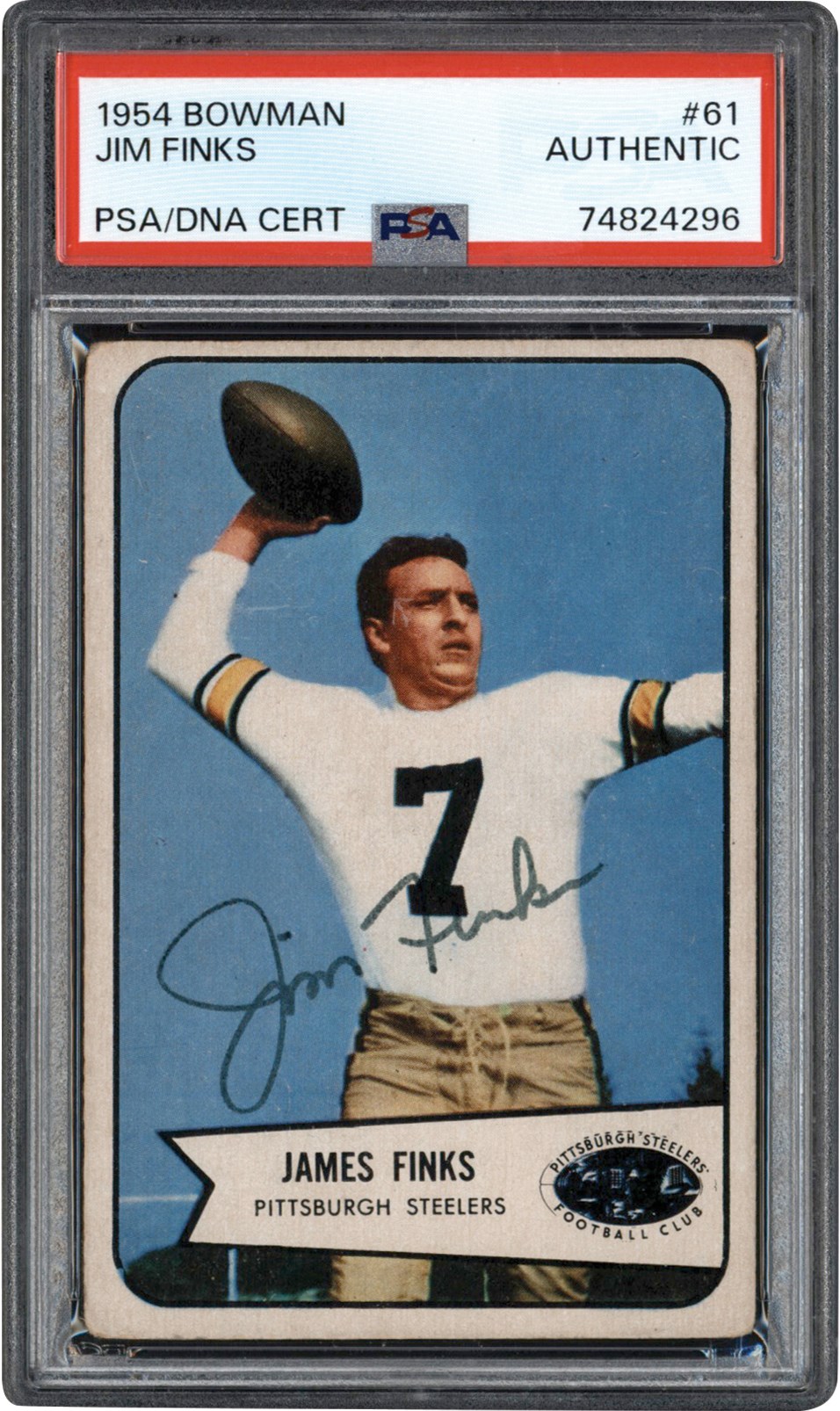 - 1954 Bowman Football #61 Jim Finks Signed Card PSA Authentic