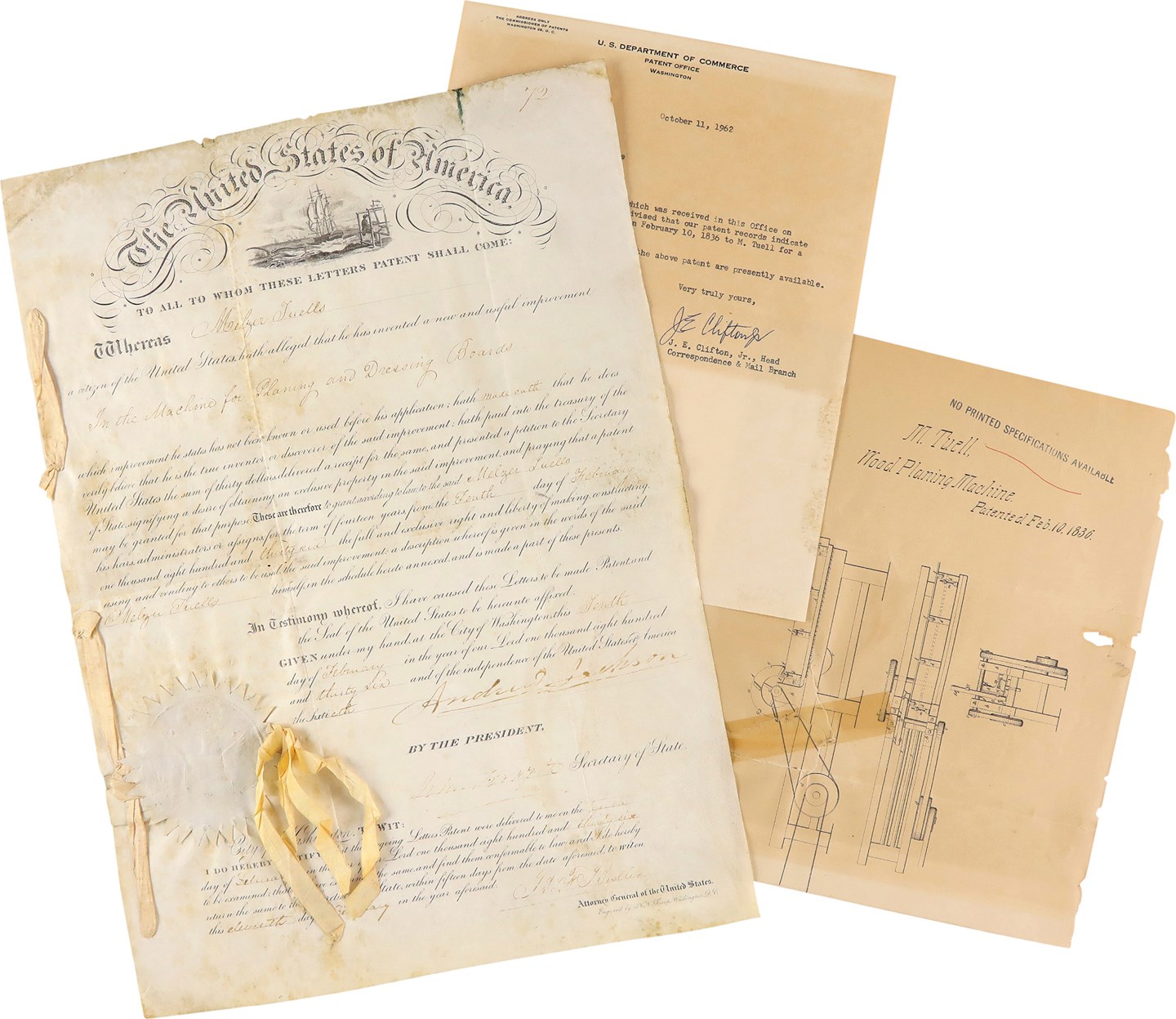 - 1836 Andrew Jackson Signed United States Patent