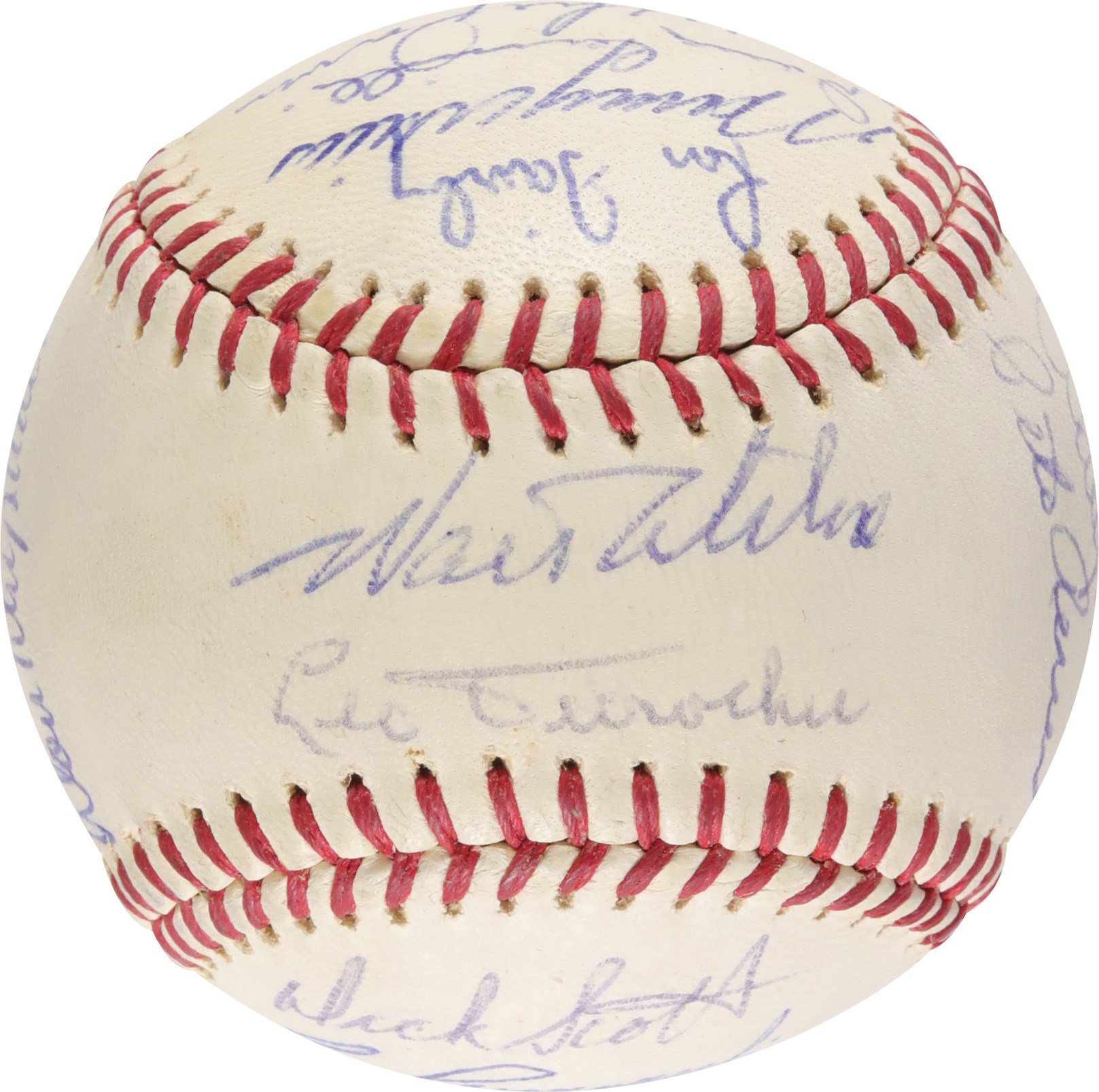 - High Grade 1963 World Champion Los Angeles Dodgers Team-Signed Baseball - Zero Clubhouse (JSA)