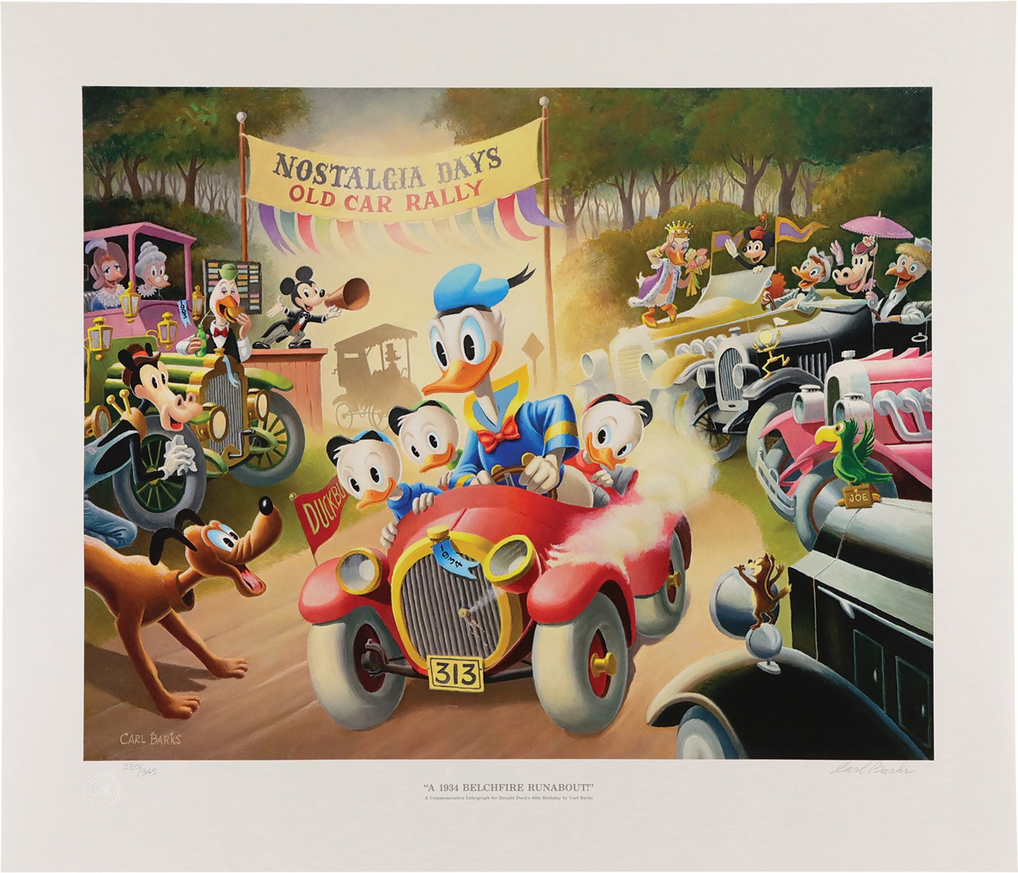Rock And Pop Culture - Signed 1984 Carl Barks "A 1934 Belchfire Runabout" Limited Edition Lithograph (230/345)