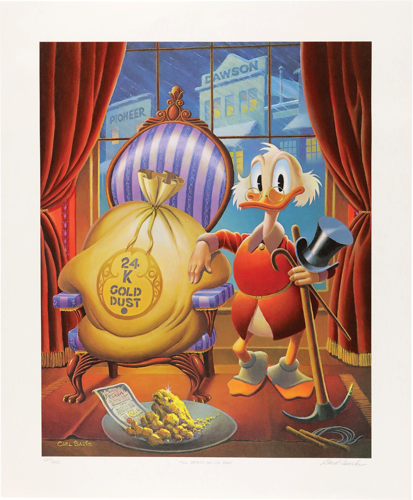 Rock And Pop Culture - Signed 1984 Carl Barks "Till Death Do Us Part" Limited Edition Lithograph (222/495)