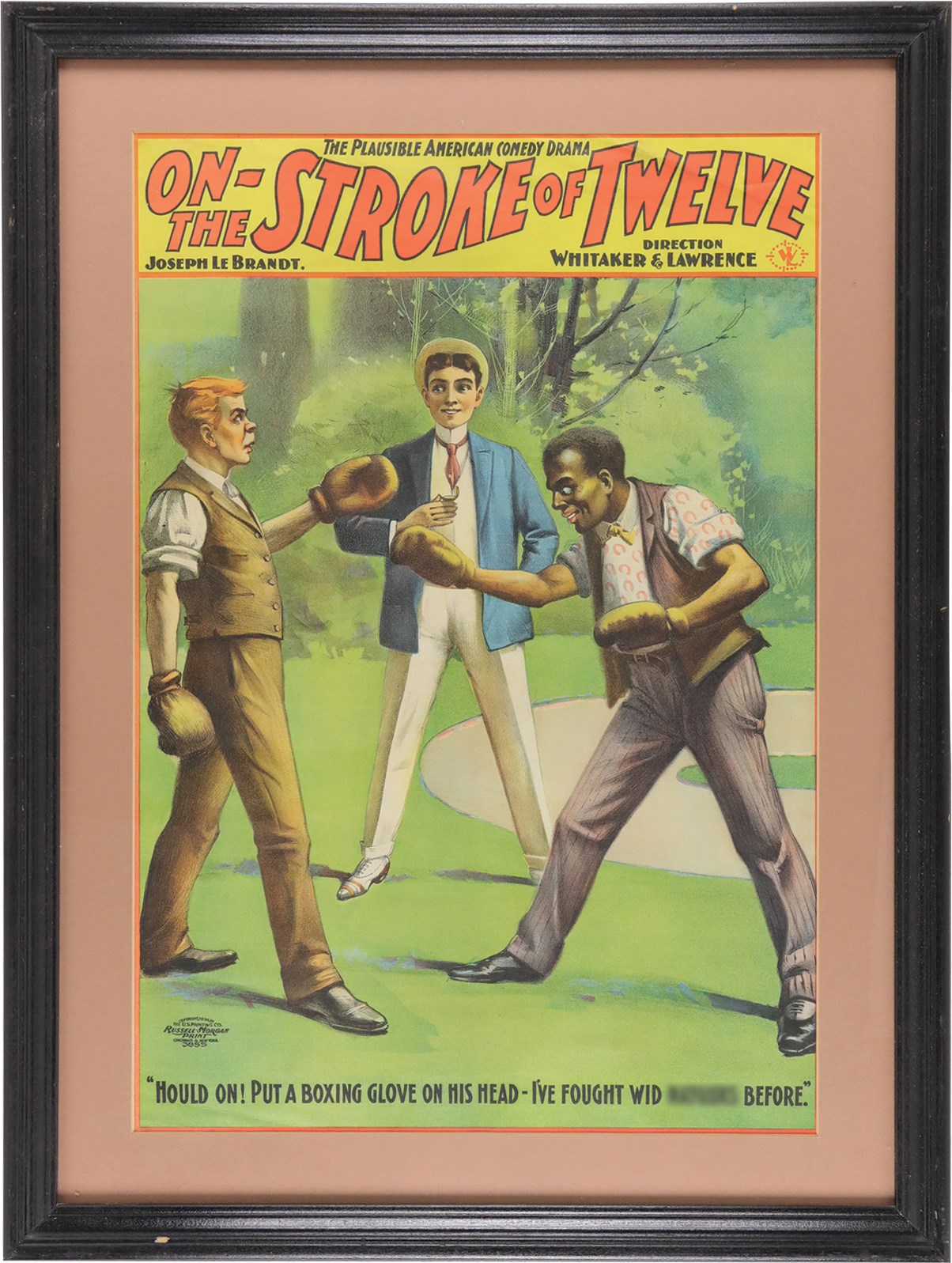 - 1899 "On The Stroke Of Twelve" Theater Poster w/Boxing Image