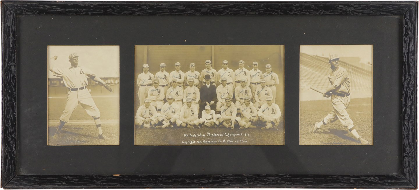 Vintage Sports Photographs - 1911 World Champion Philadelphia Athletics Panoramic Team Photograph Display