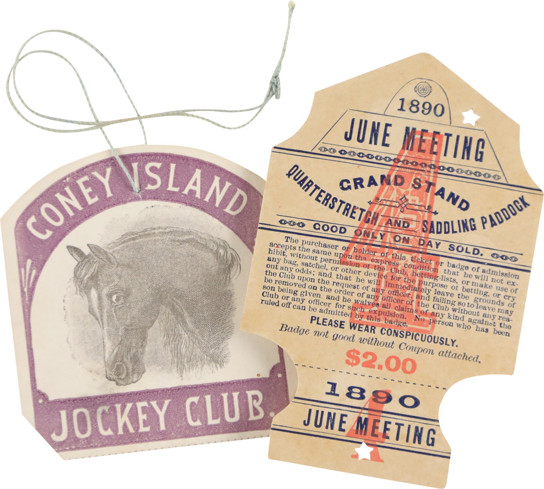 - Hall of Fame Champion Horses Admission Badges: Hindoo And Firenze (2)