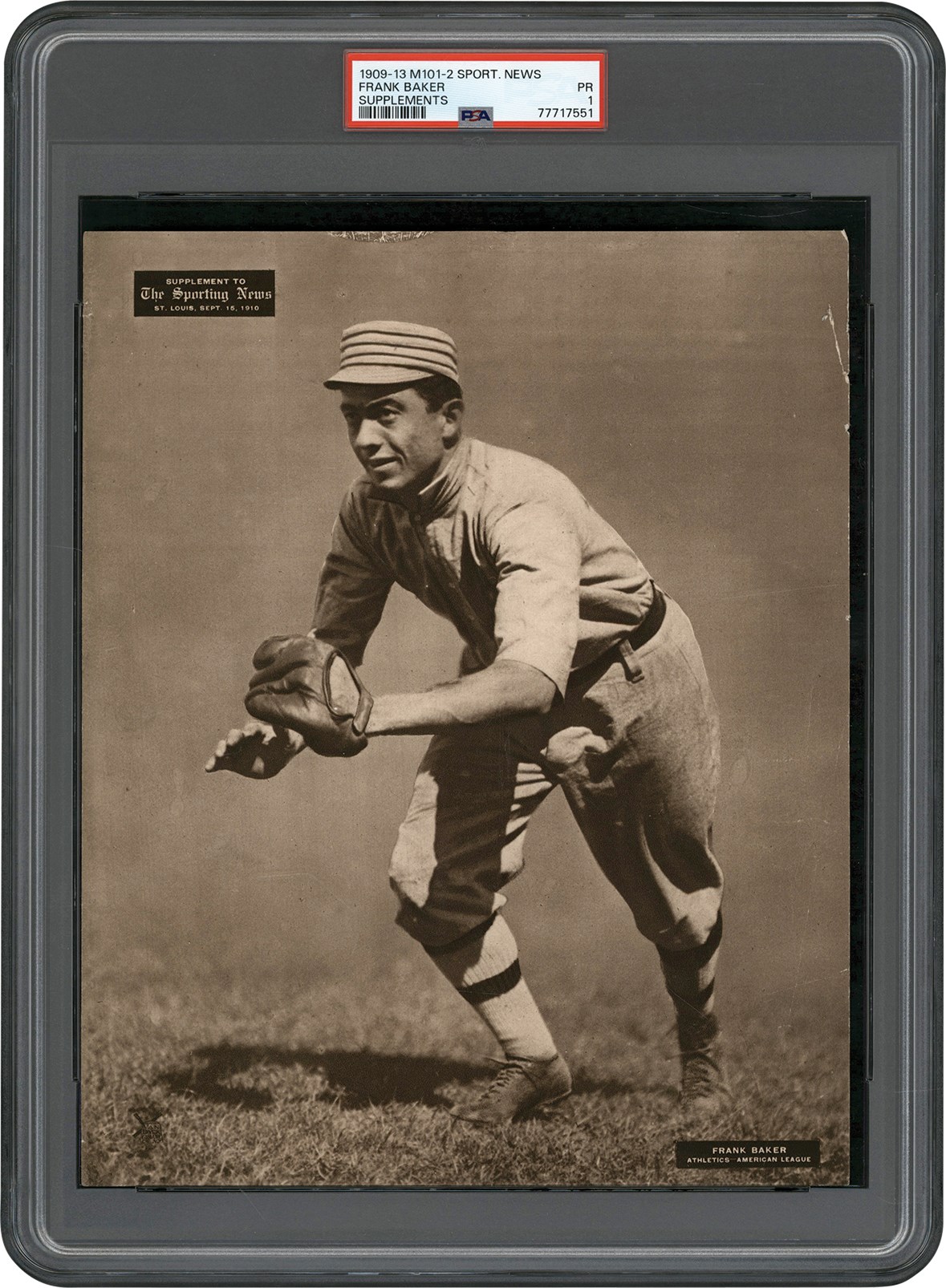 - 909-1913 M101-2 Sporting News Supplement Frank "Home Run" Baker PSA PR 1