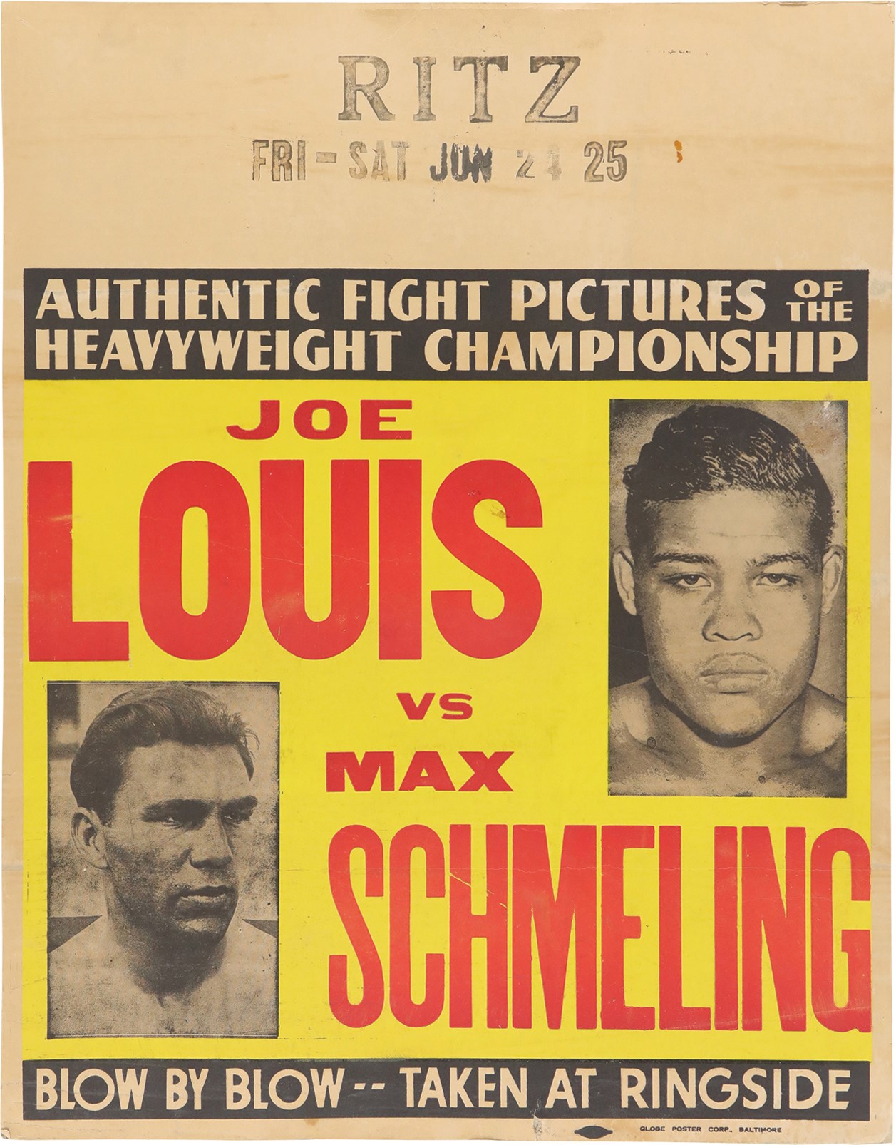 - 1938 Joe Louis vs. Max Schmeling Original Film Fight Poster