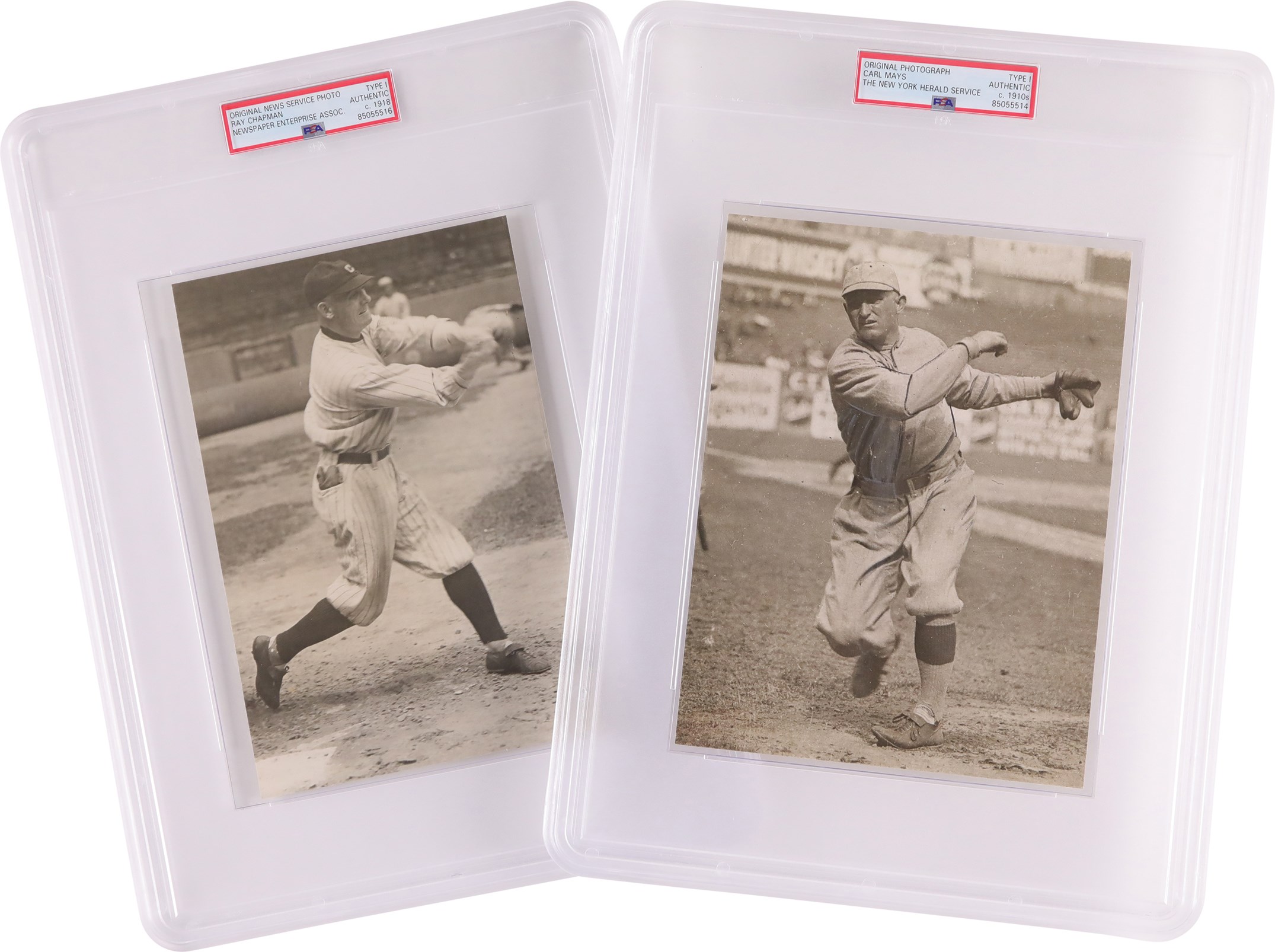 Vintage Sports Photographs - Circa 1910s Carl Mays and Ray Chapman PSA Type I Photo Pairing (2)