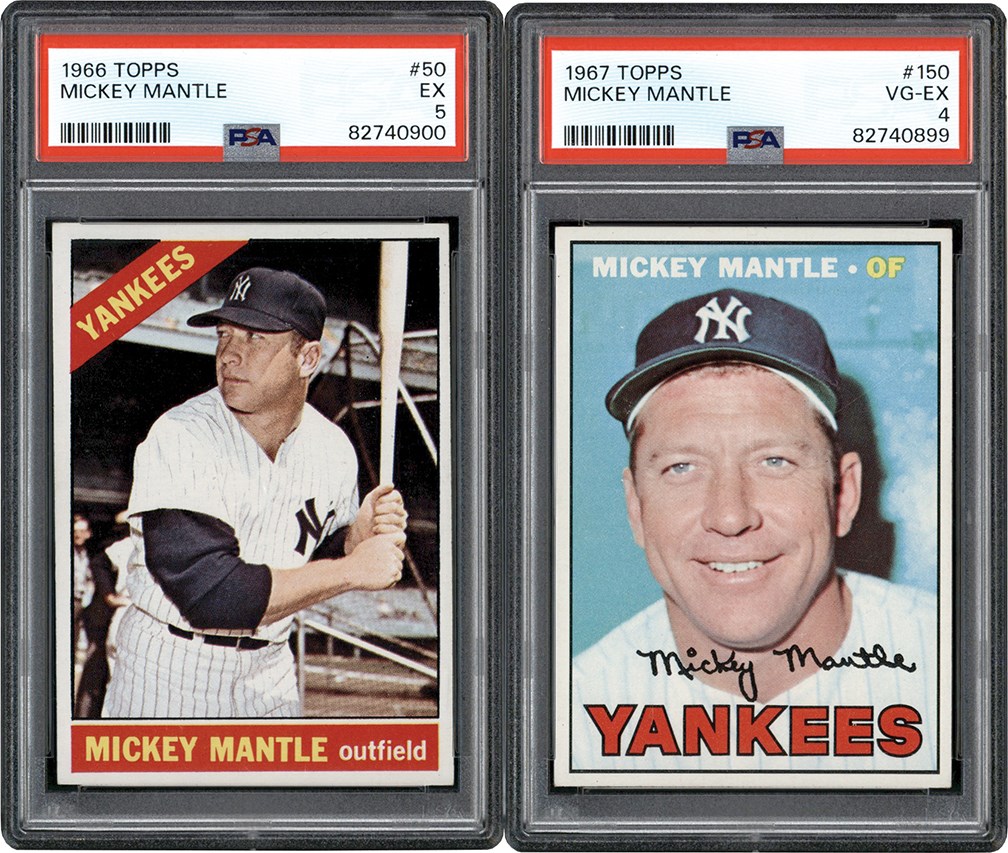 - 1966-67 Topps Mickey Mantle PSA Graded Pair