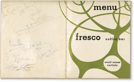 Beatles Autographs - Beatles Signed Menu (13x8”)
