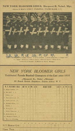 Tickets, Publications & Pins - 1920s New York Bloomer Girls Scorecard
