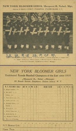 1920s New York Bloomer Girls Scorecard