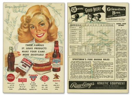 Dodgers - 1952 Brooklyn Dodgers & St. Louis Cardinals Signed Scorecard