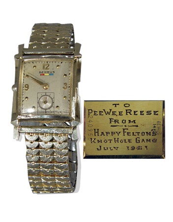 Pee Wee Reese - 1951 Happy Felton Knot Hole Gang Presentation Watch Presented to Pee Wee Reese