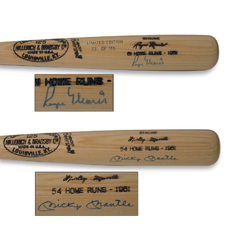 Mickey Mantle and Roger Maris Signed Bat