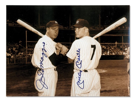 NY Yankees, Giants & Mets - Mickey Mantle & Joe DiMaggio Signed Photo (8x10”)