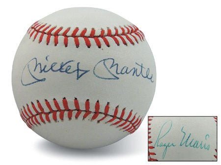 Mantle and Maris - Roger Maris & Mickey Mantle Signed Baseball