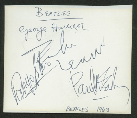 Beatles Autographs - The Beatles 1963 Signed Album Page