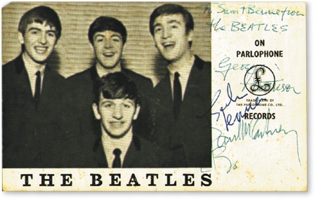 Beatles Autographs - The Beatles Signed Parlophone Promo Card (3.5x6”)