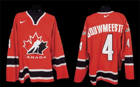 Team Canada - Jay Bouwmeester 2002 Team Canada World Juniors Game Worn Jersey