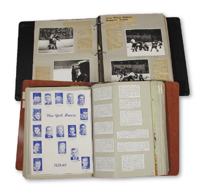 Hockey Memorabilia - 1940’s NY Rangers & Rovers Scrapbook & Photograph Collection