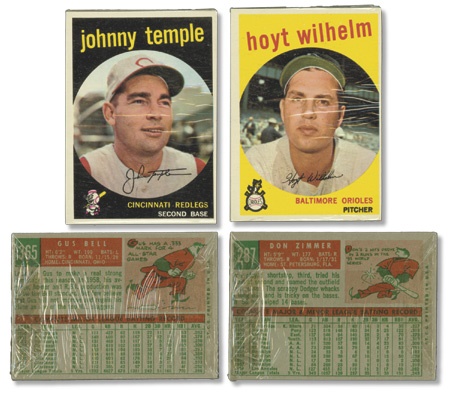 Unopened Wax Packs Boxes and Cases - 1959 Topps Baseball Cello Packs (2) (Hoyt Wilhelm on top)